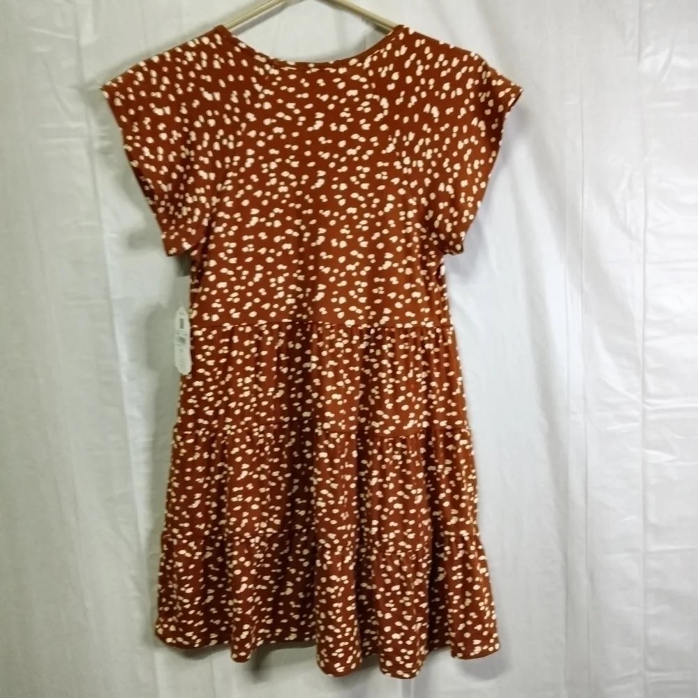 Altar'd State Brown Print Ruffled Shift Dress M NWT